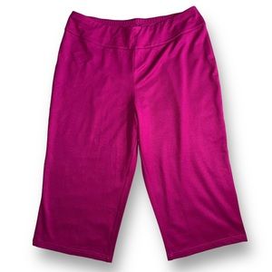 BOB MACKIE Wearable Art Hot Pink Fuchsia Crop Wide Leg Pull On Pants QVC XL